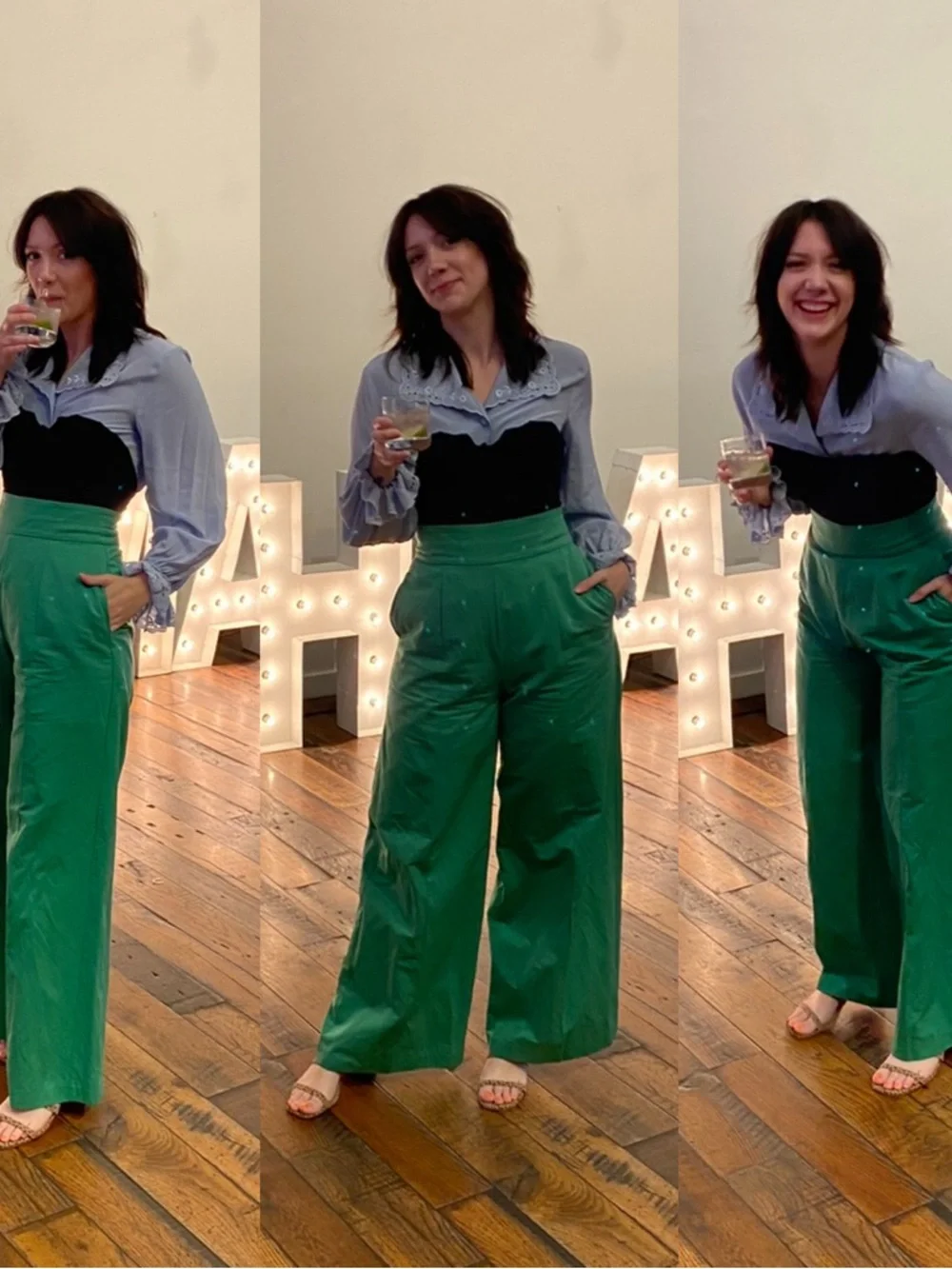 BCBG MaxAzria Wide Leg High-Waisted Trousers Pants - Picture 3 of 7